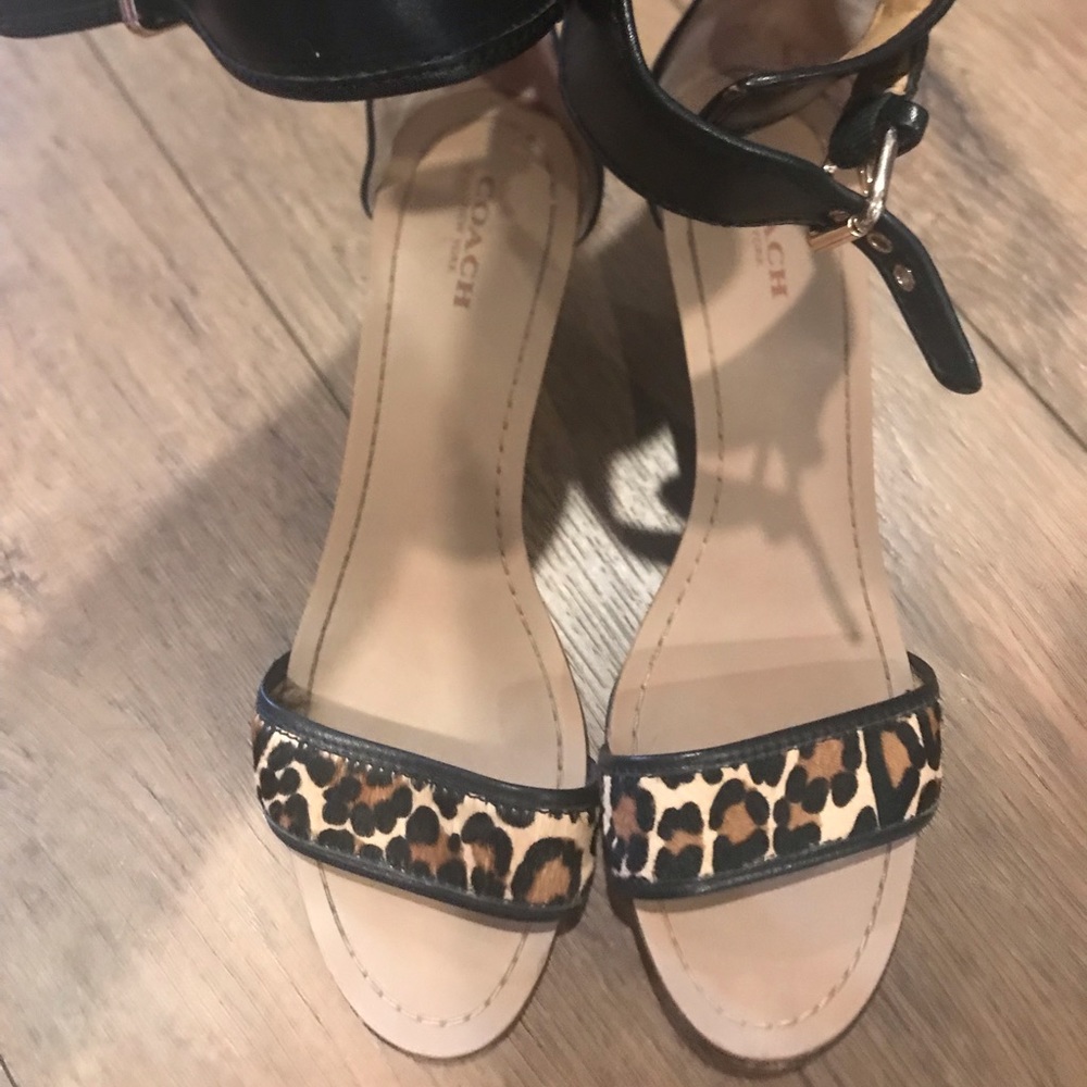 Leopard Coach Wedge Sandals